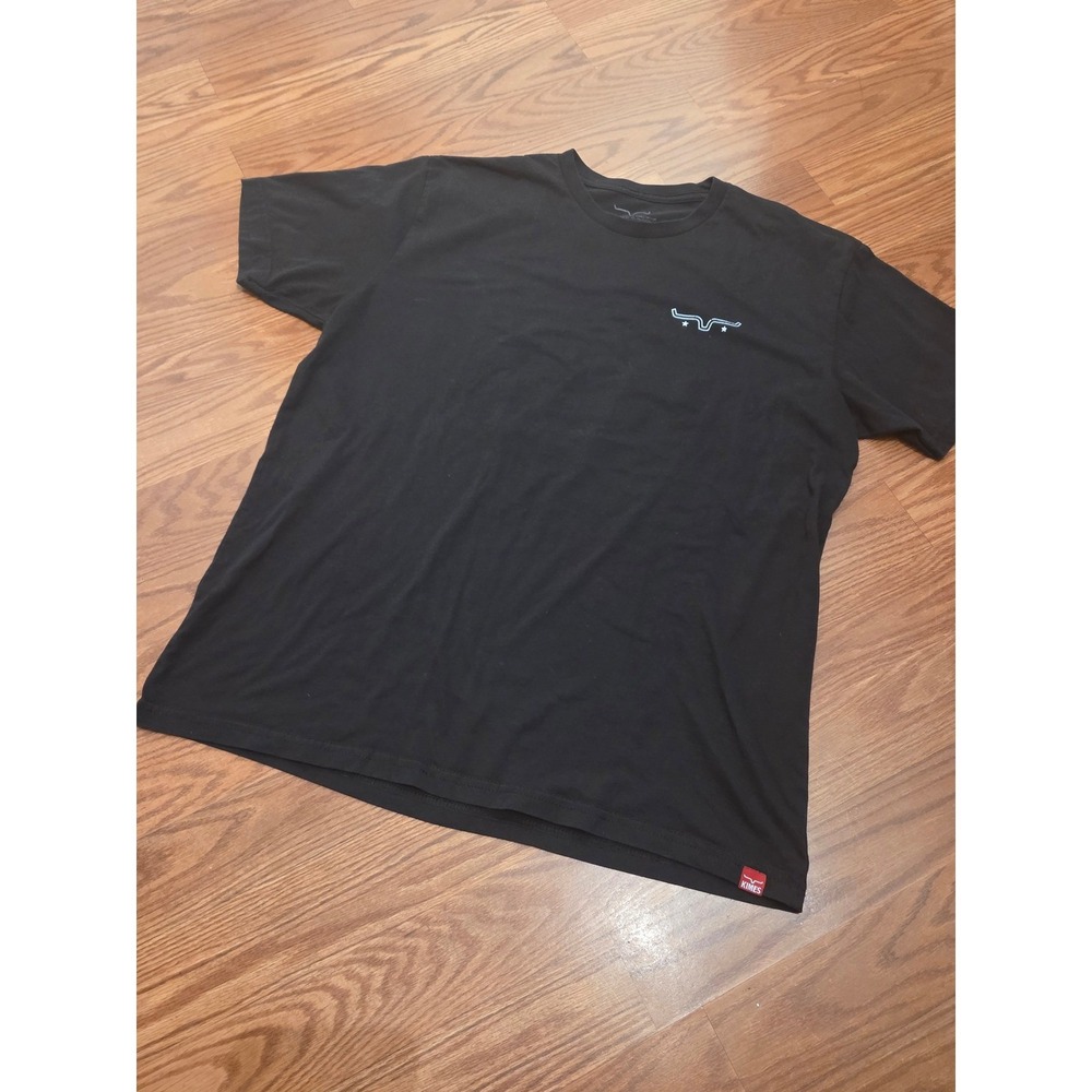 Kimes Ranch Mens Black Longhorn American Flag Graphic T-Shirt Large Short Sleeve